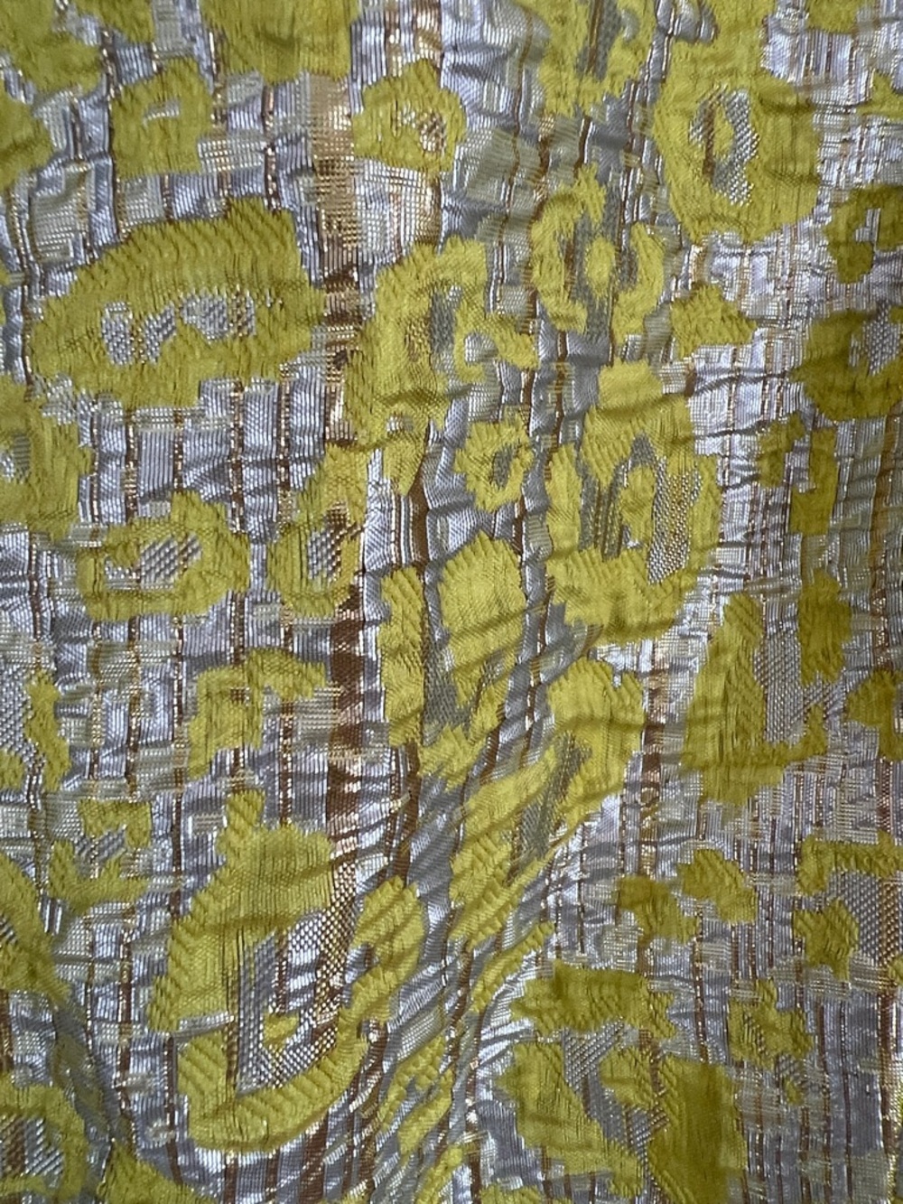 Aura Yellow and Silver Metallic Brocade Mini Dress - Picture 4 of 6